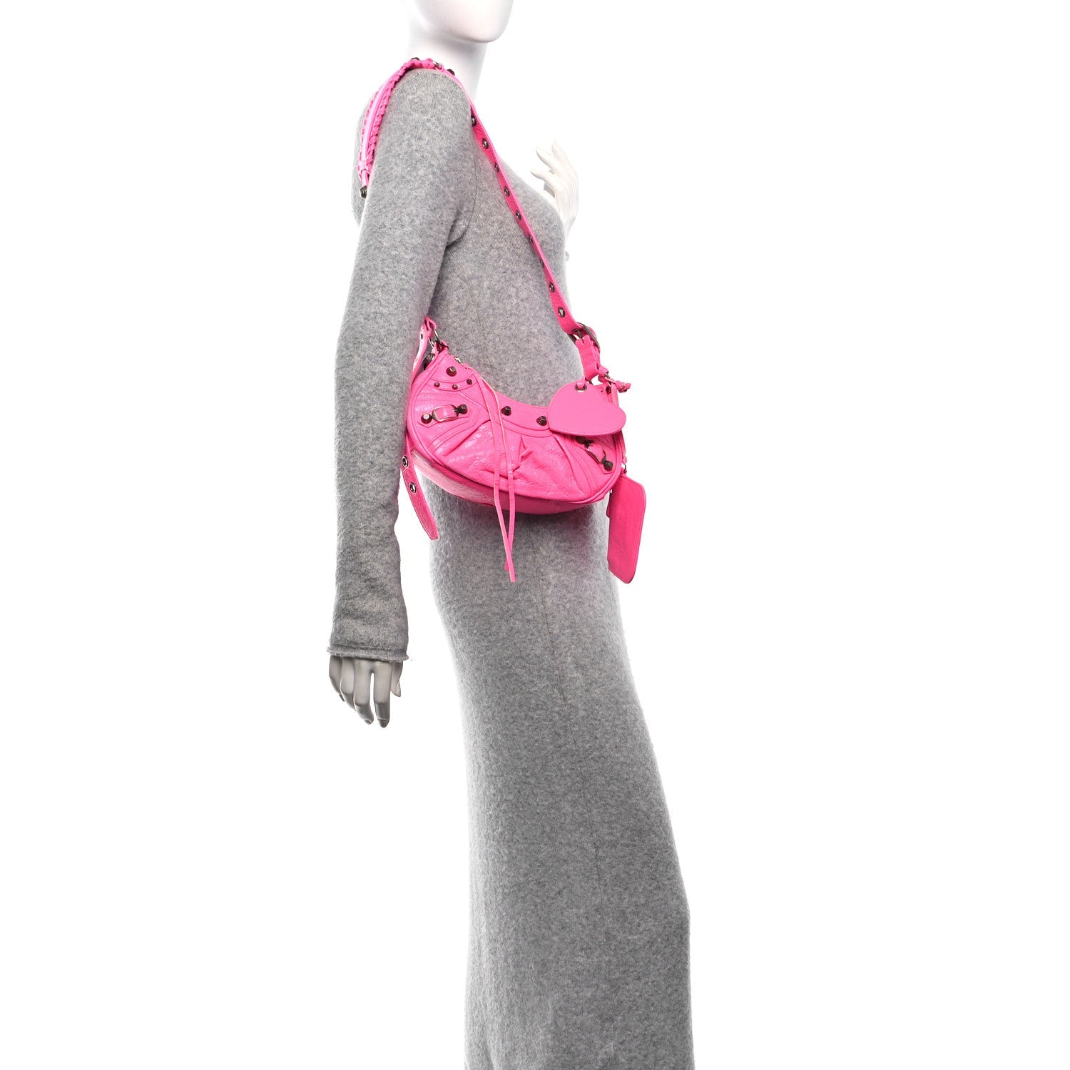 Agneau Arena Le Cagole Shoulder Bag XS Fluo Pink
