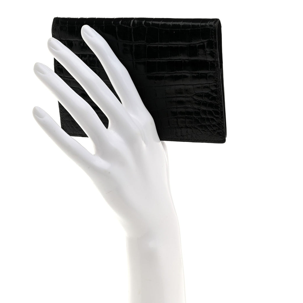 Shiny Crocodile Passport Holder Black