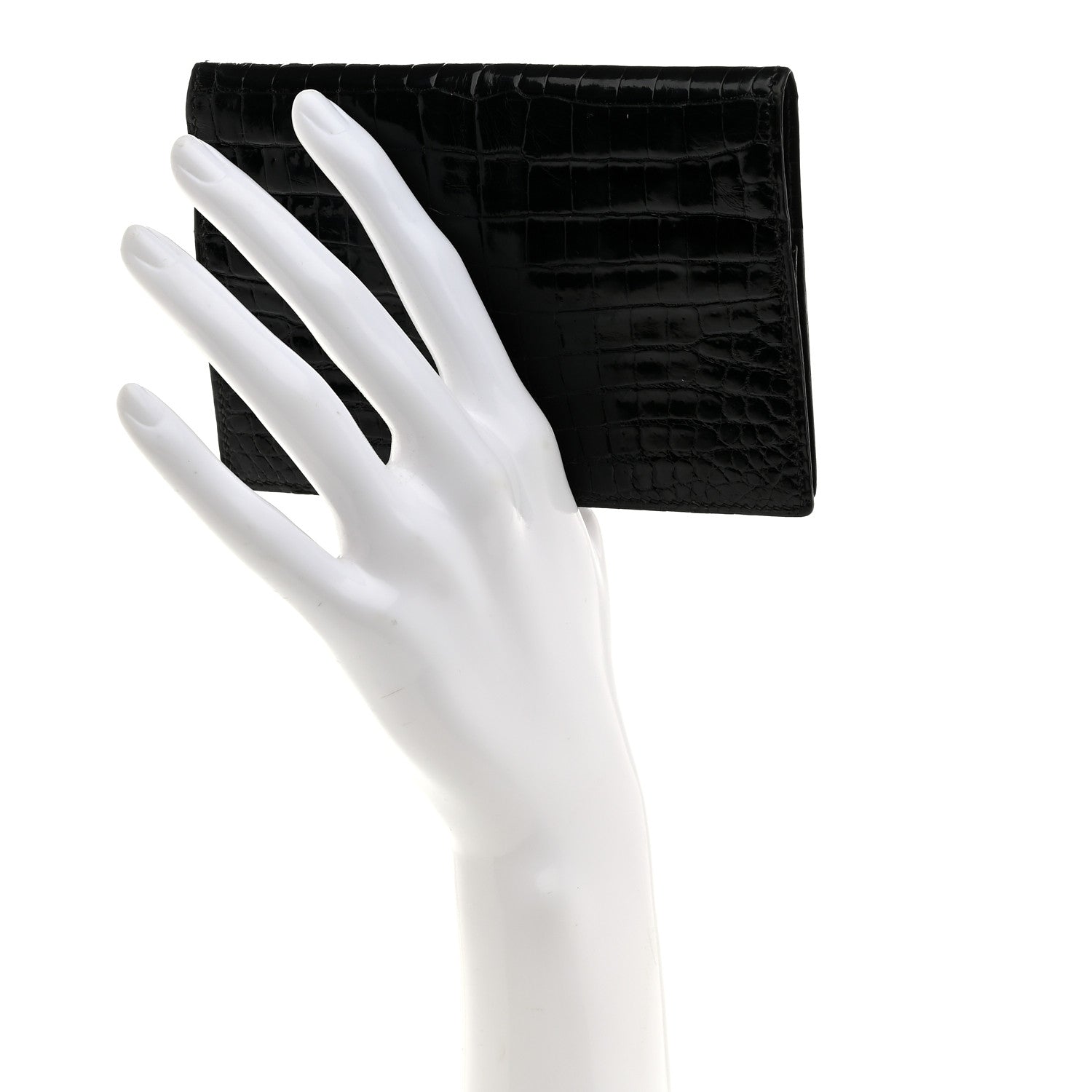 Shiny Crocodile Passport Holder Black