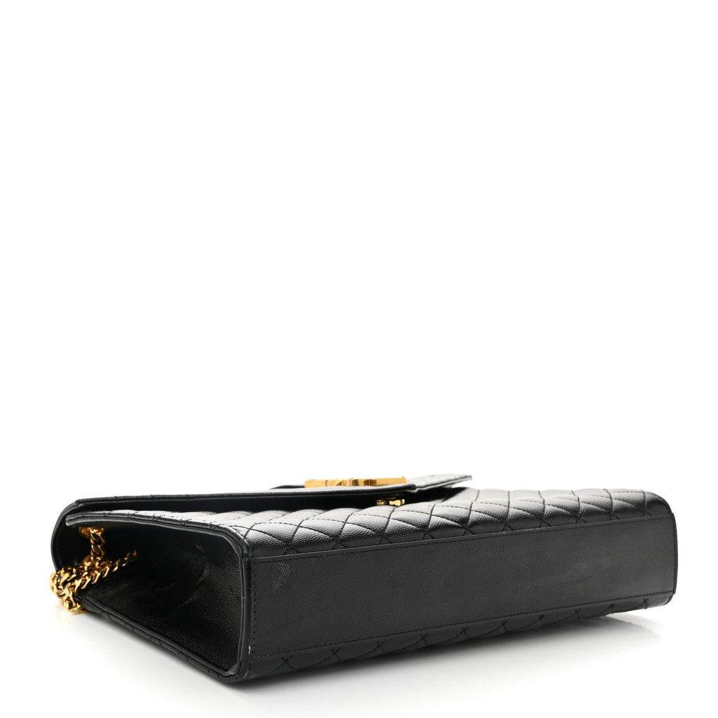 Grain De Poudre Textured Mixed Matelasse Large Triquilt Monogram Satchel Black