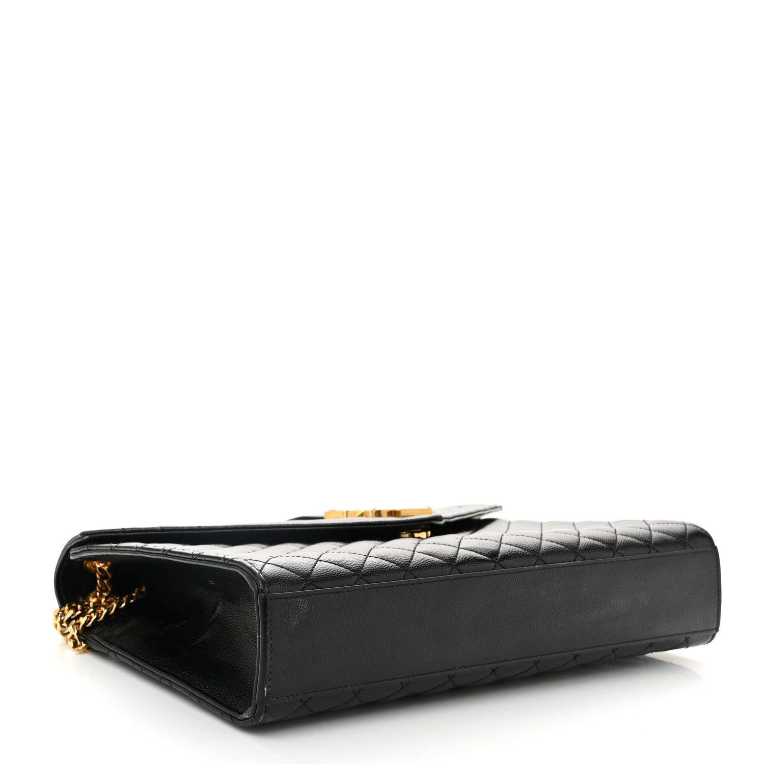 Grain De Poudre Textured Mixed Matelasse Large Triquilt Monogram Satchel Black