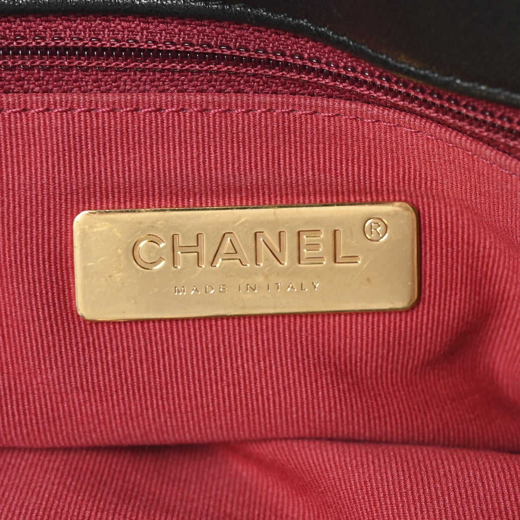 Lambskin Quilted Chanel 19 Shopping Bag Black