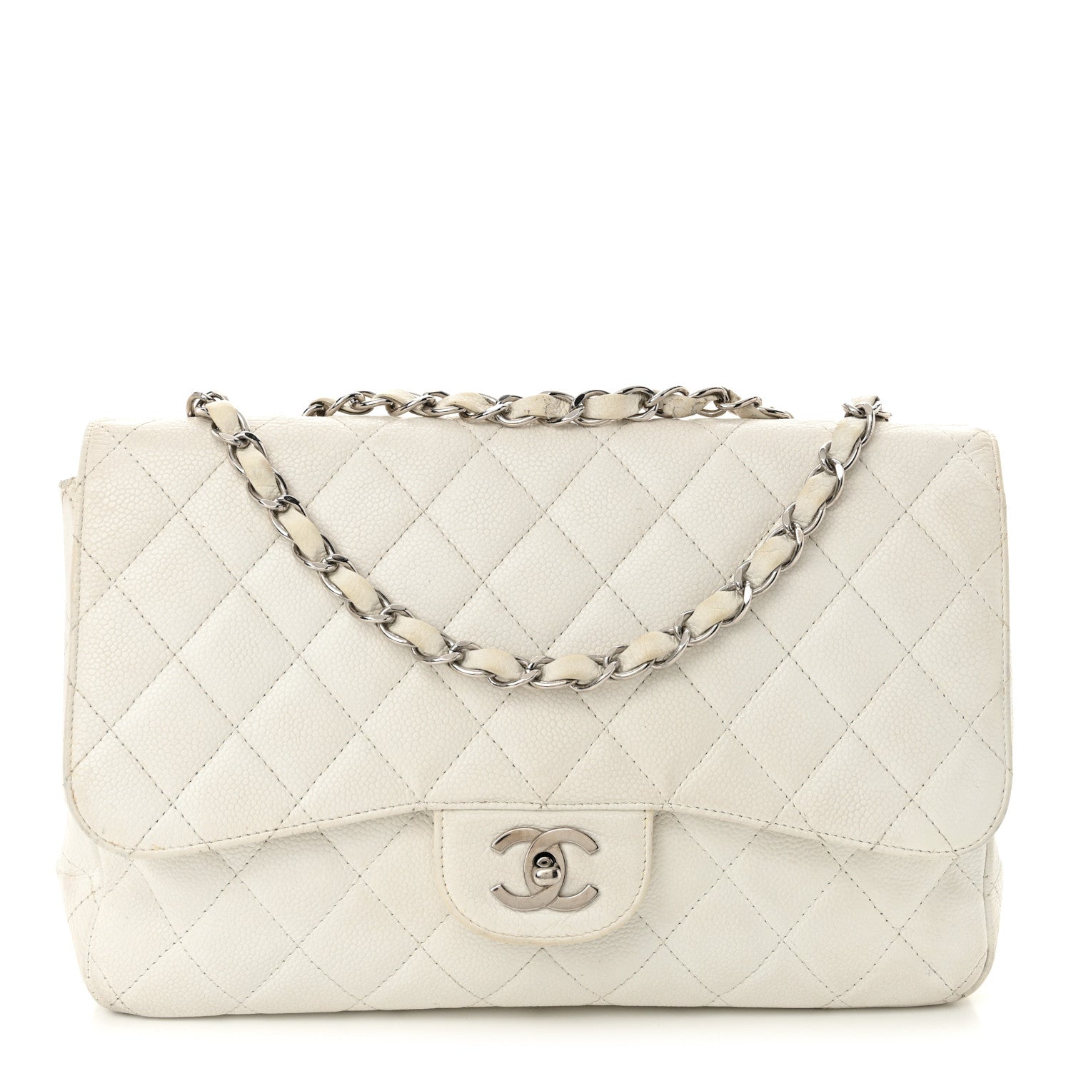 Caviar Jumbo Single Flap White