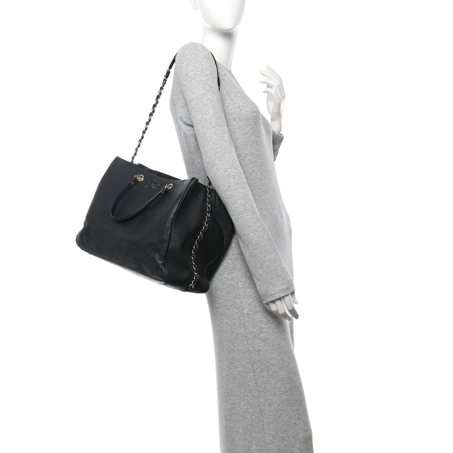 Bullskin Stitched Large Shopping Bag Black