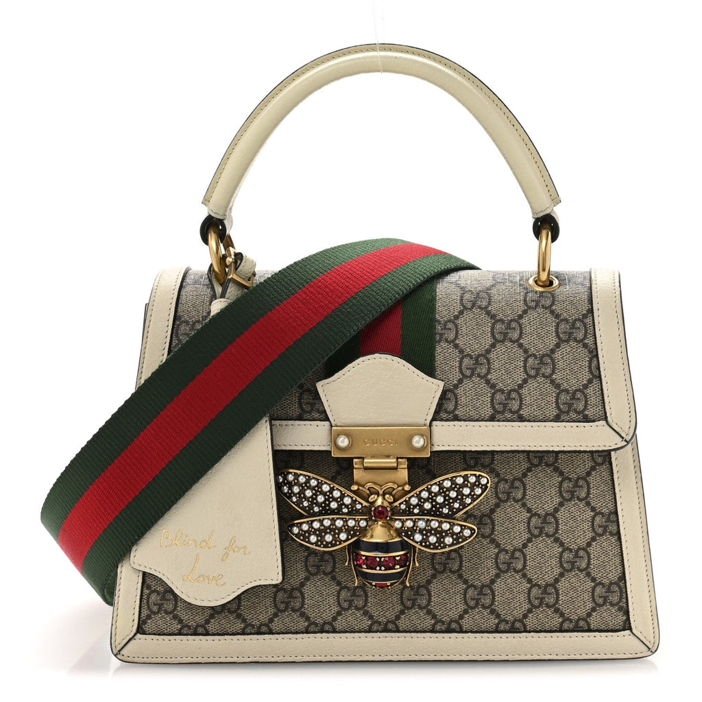GG Supreme Monogram Small Queen Margaret Top Handle Bag White