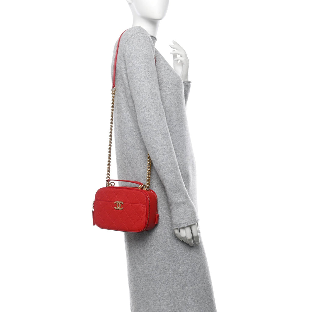 Caviar Quilted Small Camera Bag Red
