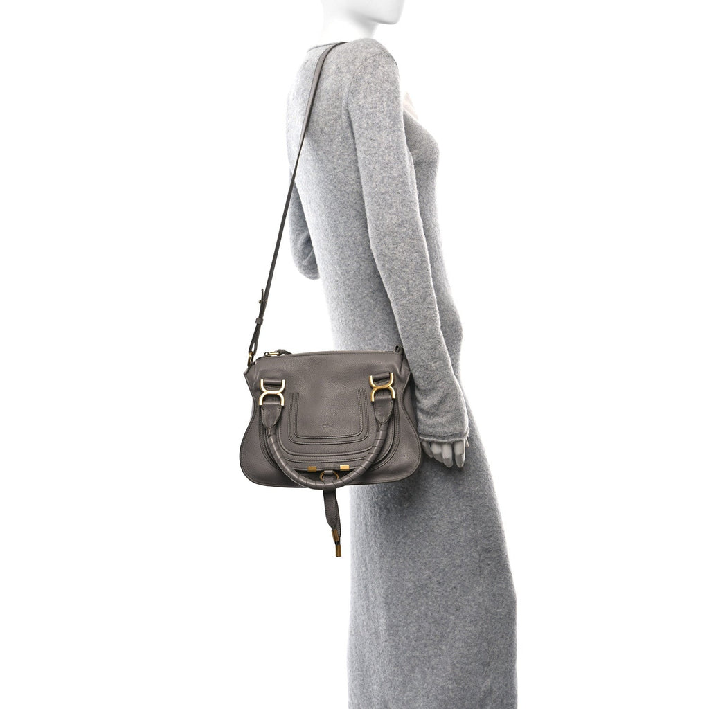 Calfskin Small Marcie Satchel Cashmere Grey