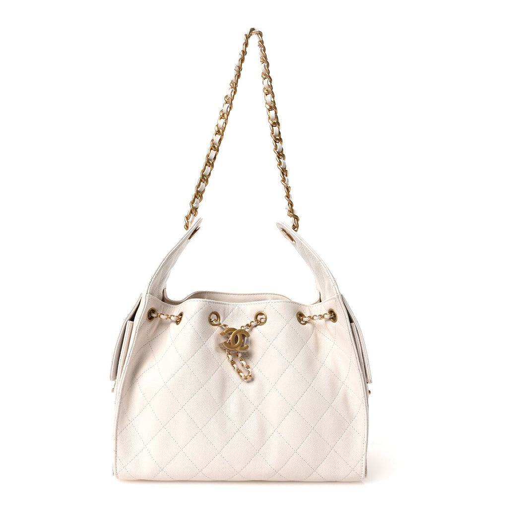 Caviar Quilted Small Chanel 25 Handbag White