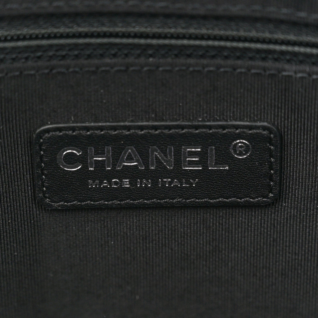 Calfskin Quilted Boy Shopping Tote Black