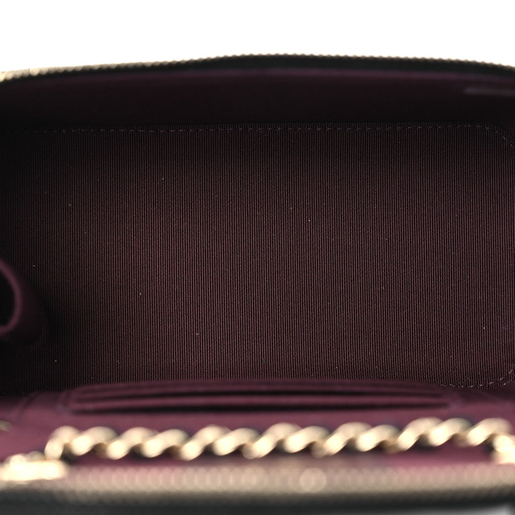 Caviar Quilted Small Vanity Case With Chain Black