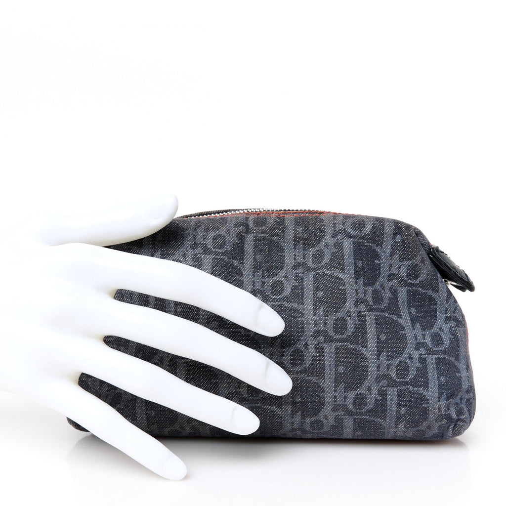 Denim Monogram Flight Trotter Cosmetic Pouch Blue