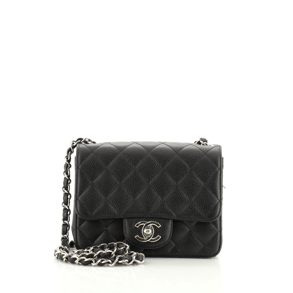 Vintage Square Classic Single Flap Bag Quilted Caviar Mini