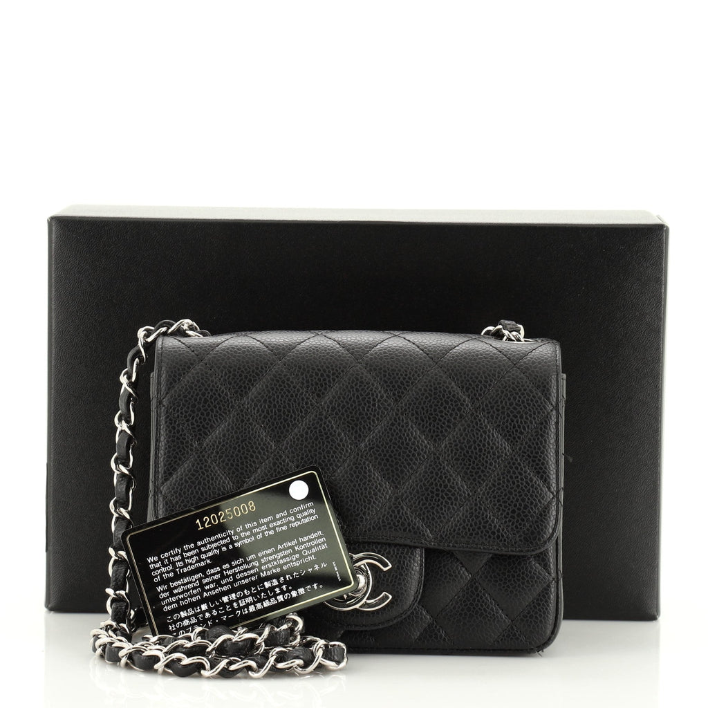Vintage Square Classic Single Flap Bag Quilted Caviar Mini