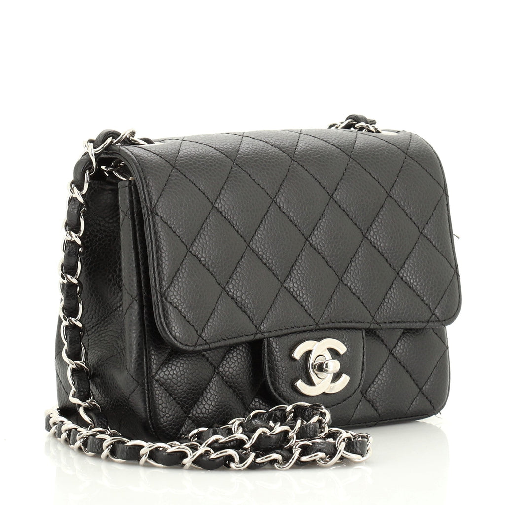 Vintage Square Classic Single Flap Bag Quilted Caviar Mini