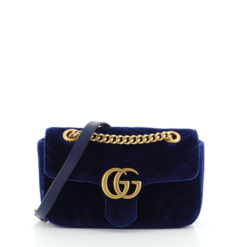 GG Marmont Flap Bag Matelasse Velvet Mini