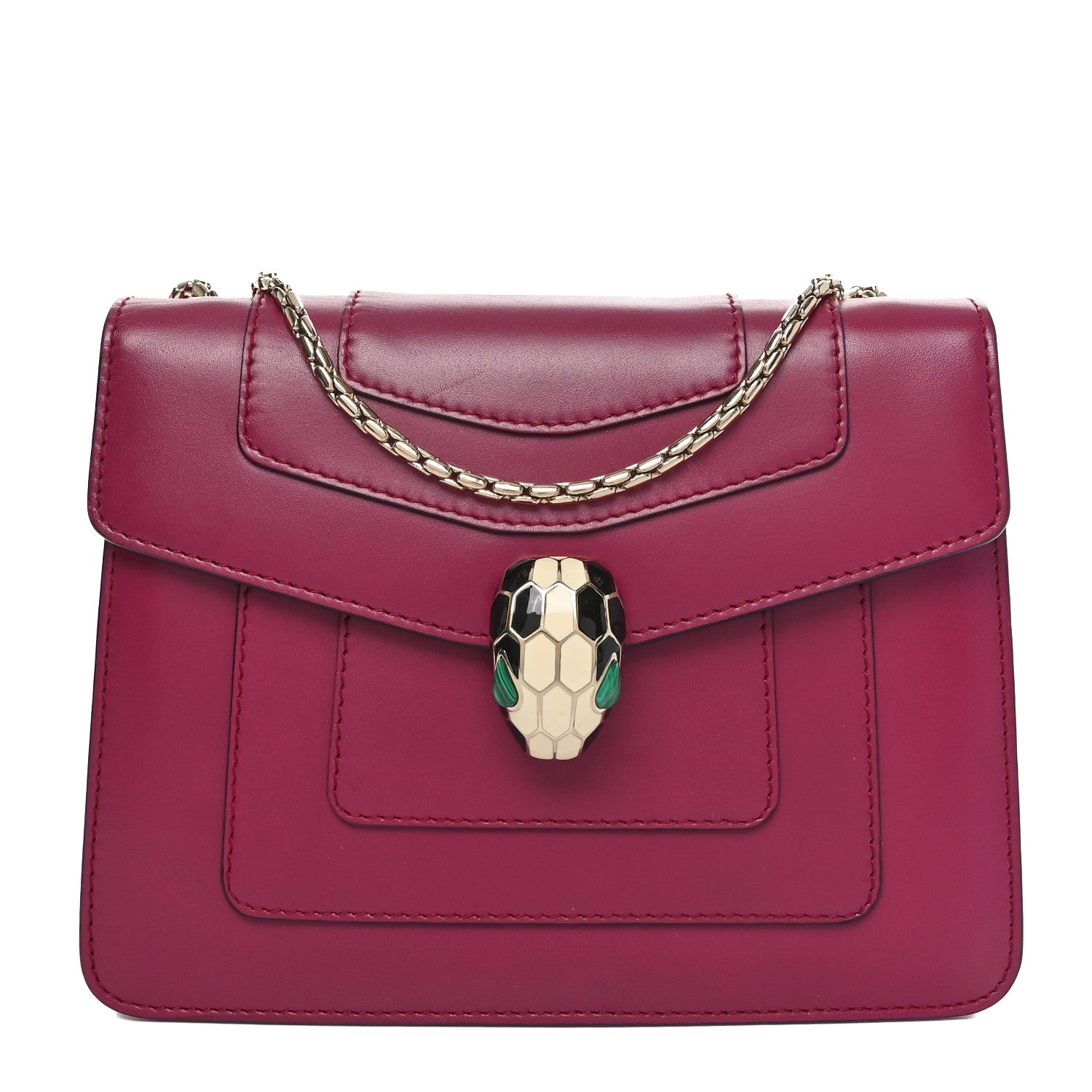 Calfskin Small Serpenti Forever Snake Strap Crossbody Bag Plum