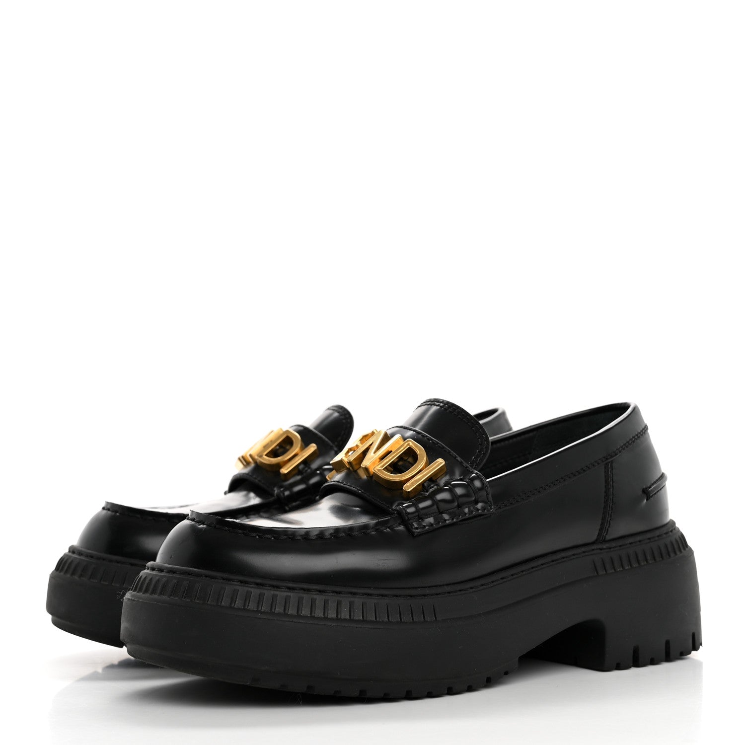 Vitello Abrasivato Fendigraphy 50mm Loafers 36 Black