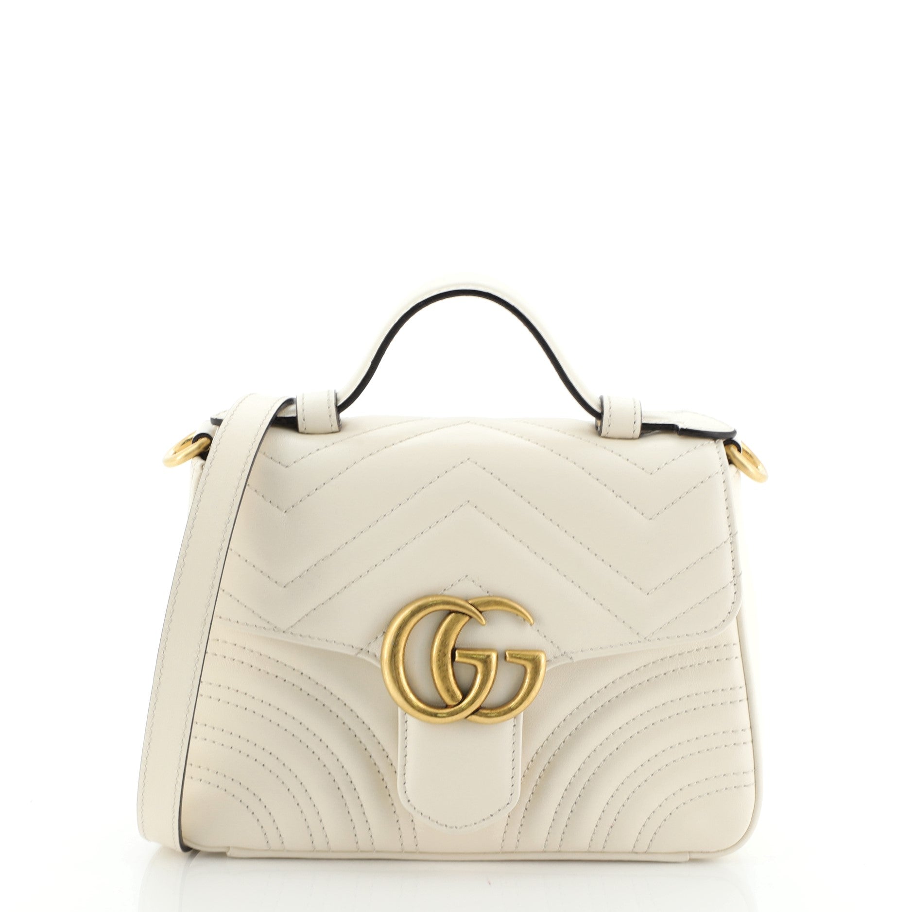 GG Marmont Top Handle Flap Bag Matelasse Leather Mini