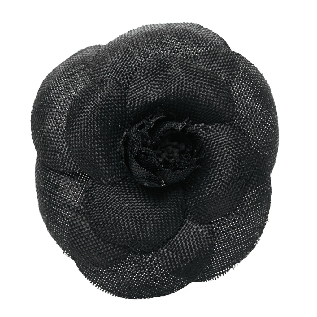 Fabric Camellia Brooch Black