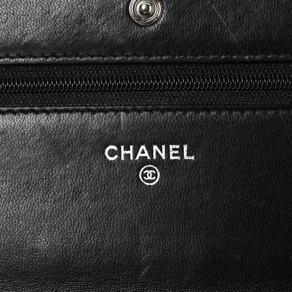 Lambskin Quilted Wallet On Chain WOC Black