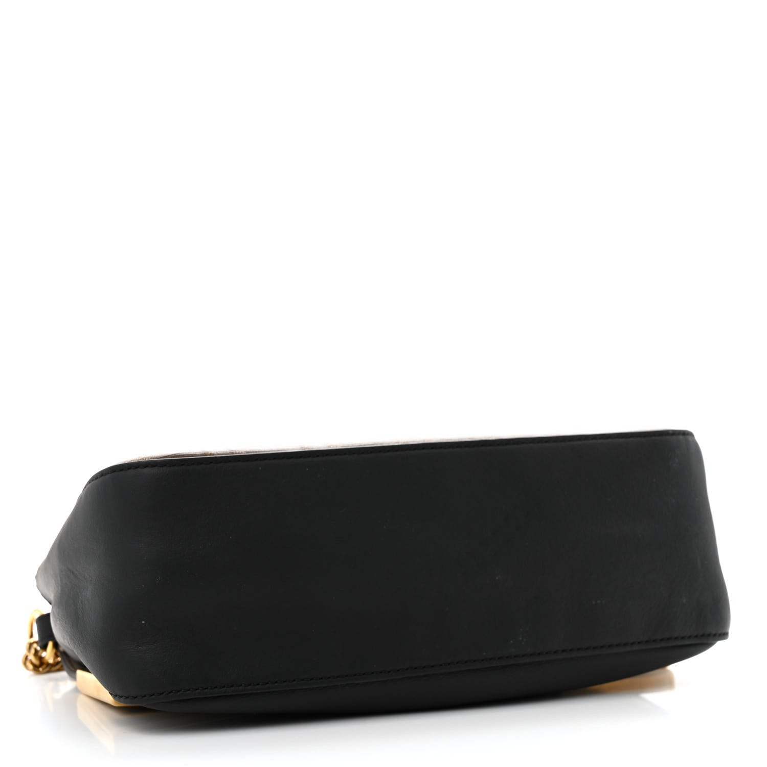 Vitello Grace Glazed Fabric FF 1974 Double F Shoulder Bag Black Mogano Panna