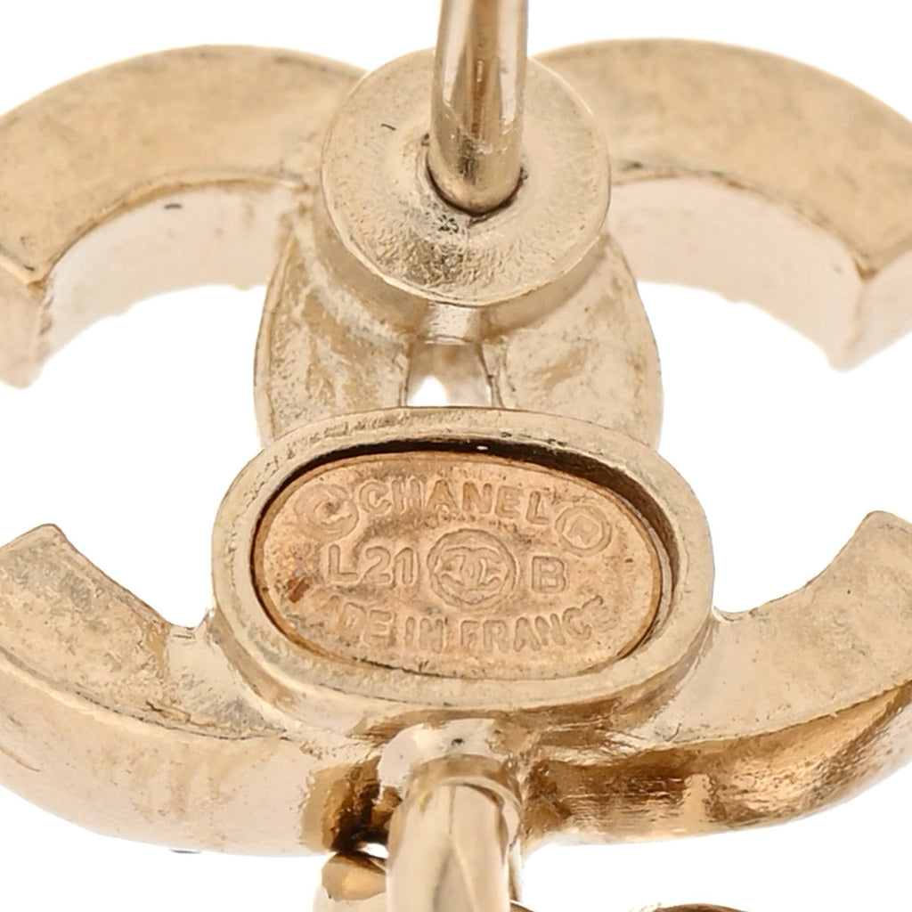 Crystal CC Drop Earrings Gold