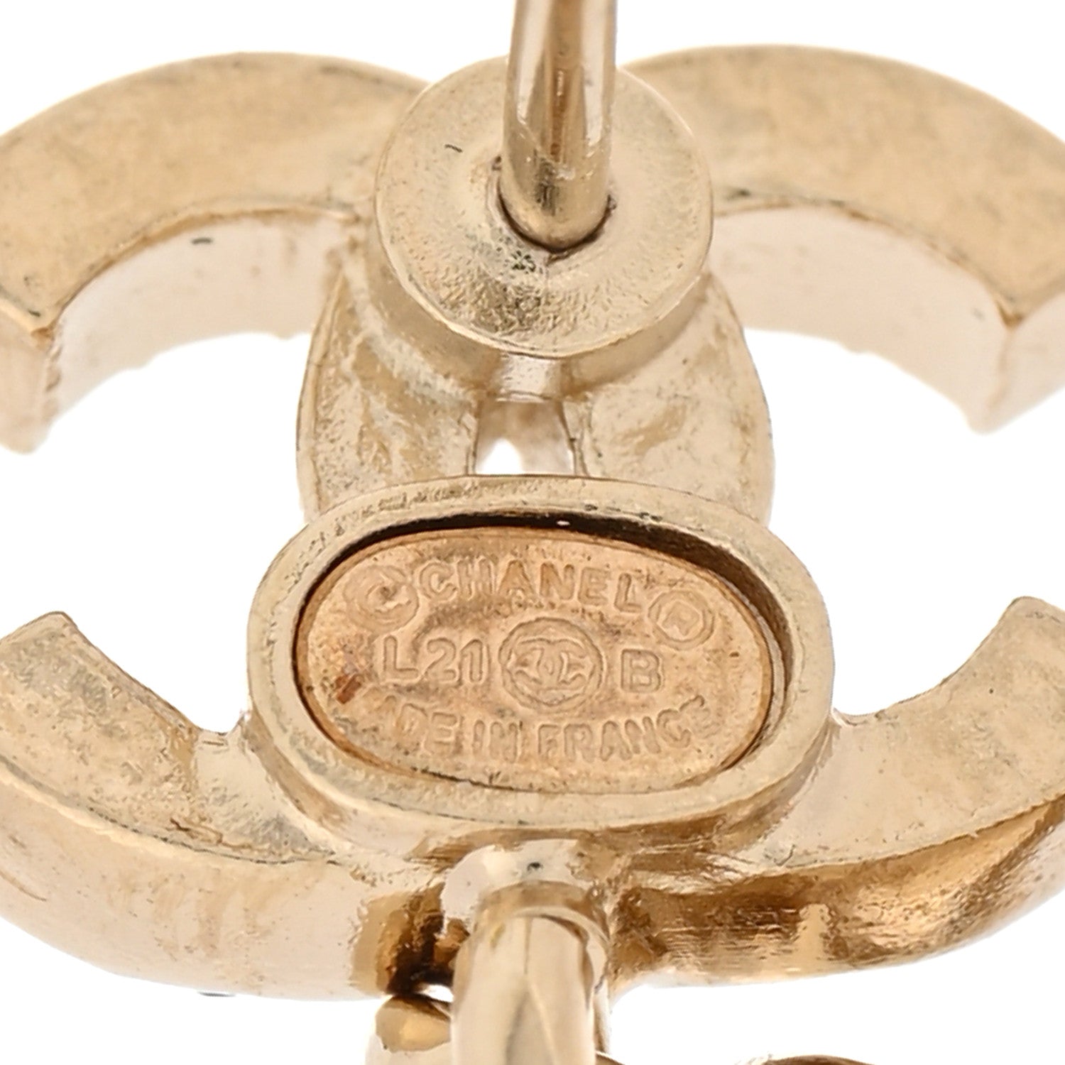 Crystal CC Drop Earrings Gold