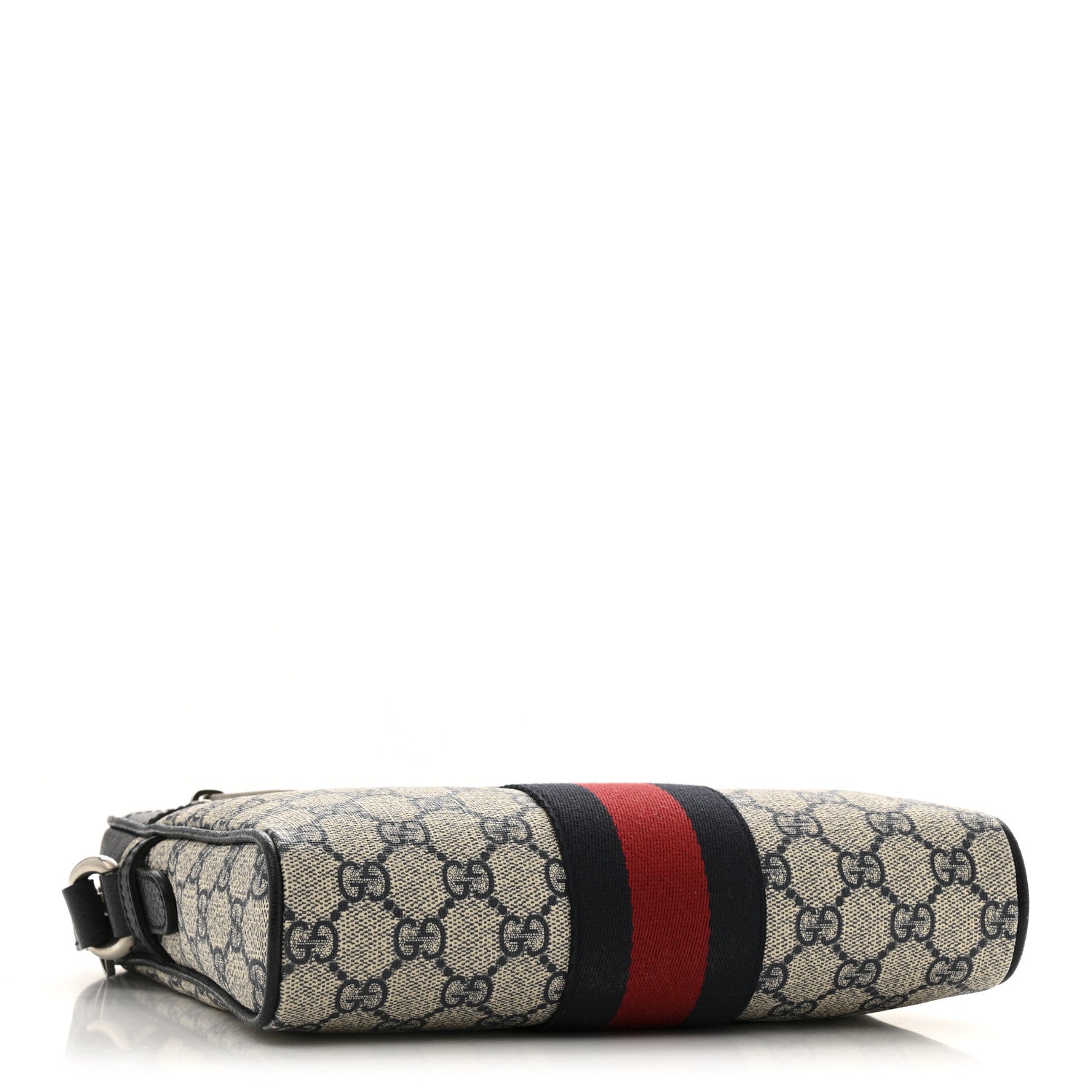GG Supreme Monogram Textured Dollar Calfskin Web Small Ophidia Messenger Bag Beige Blue