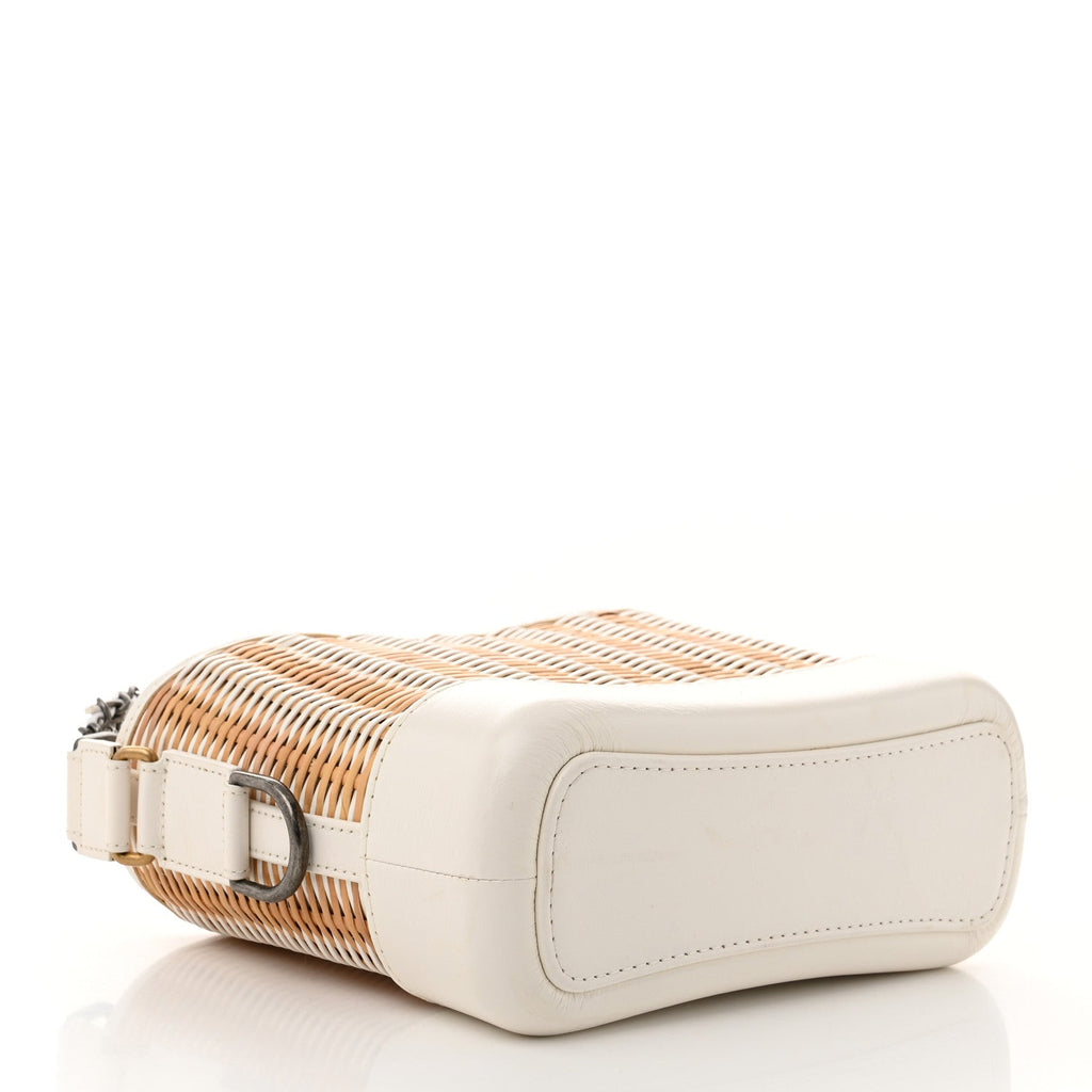 Rattan Calfskin Small Gabrielle Hobo Beige Ivory