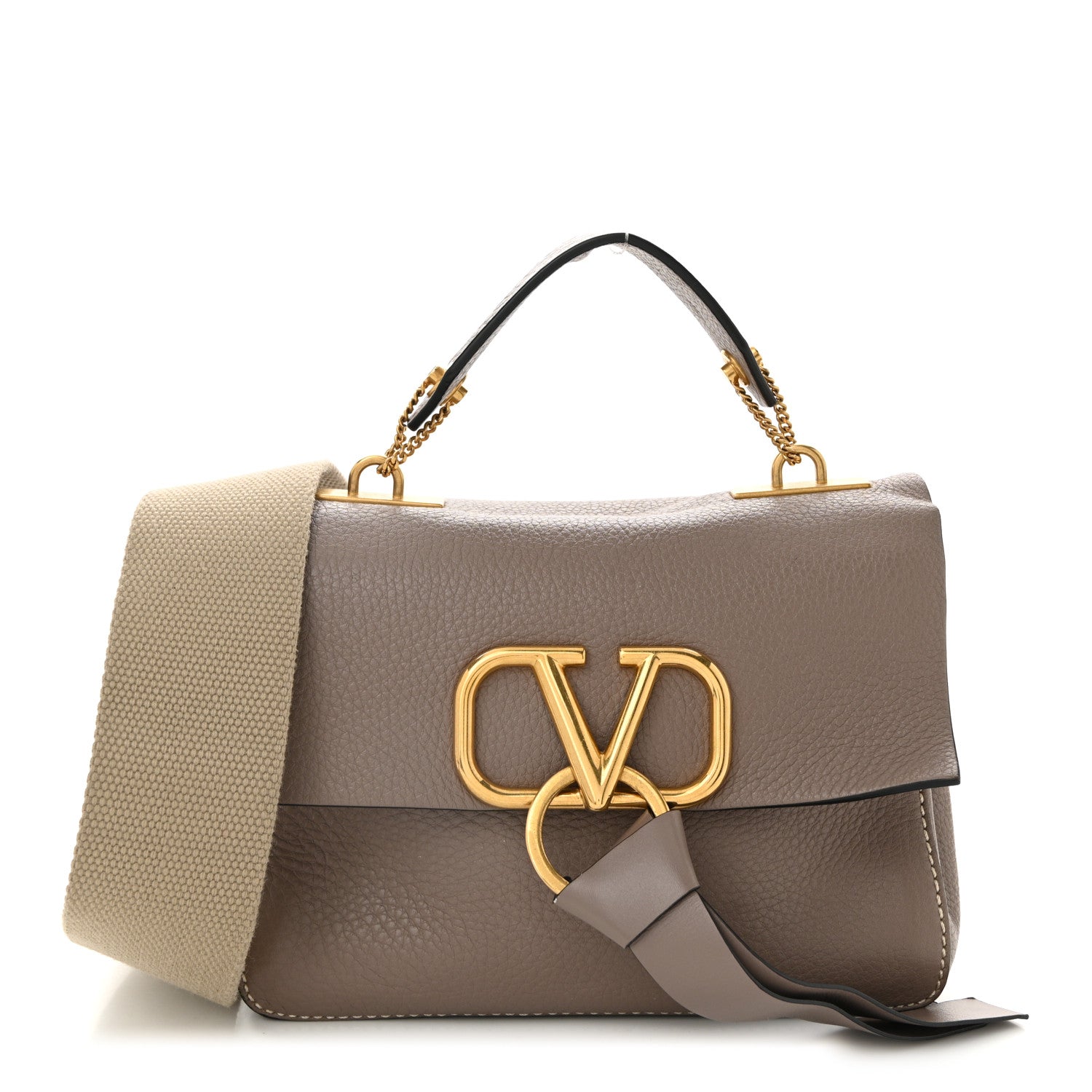 Pebbled Calfskin Small VRing Tassel Shoulder Bag Poudre