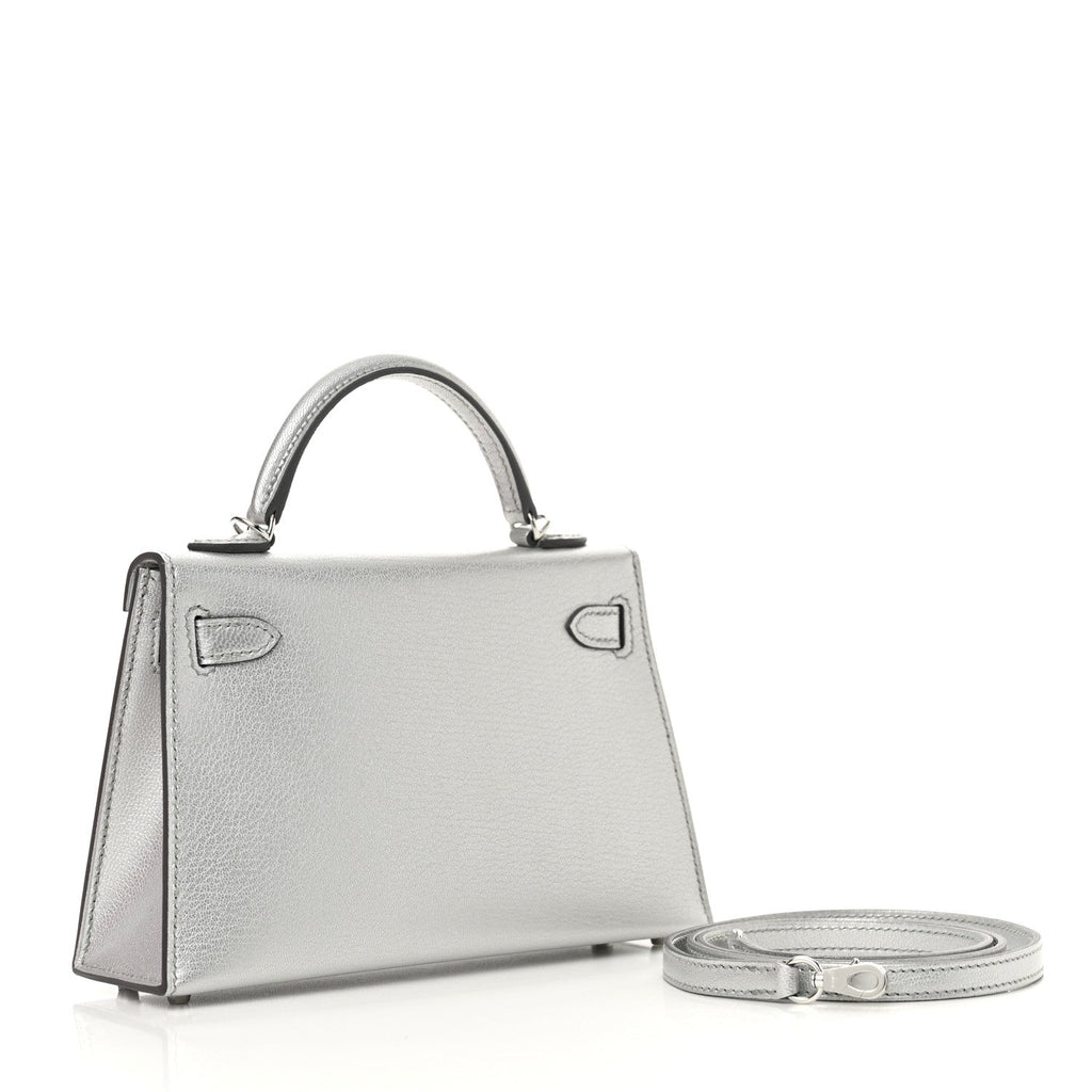 Metallic Chevre Chamkilight Mini Kelly Sellier 20 Argent