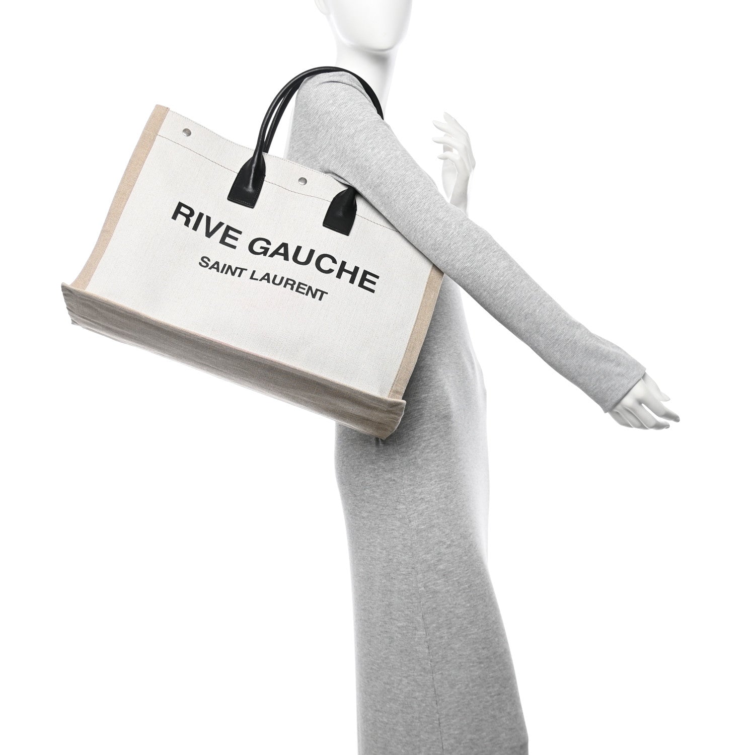 Linen Calfskin Rive Gauche Tote Optic White