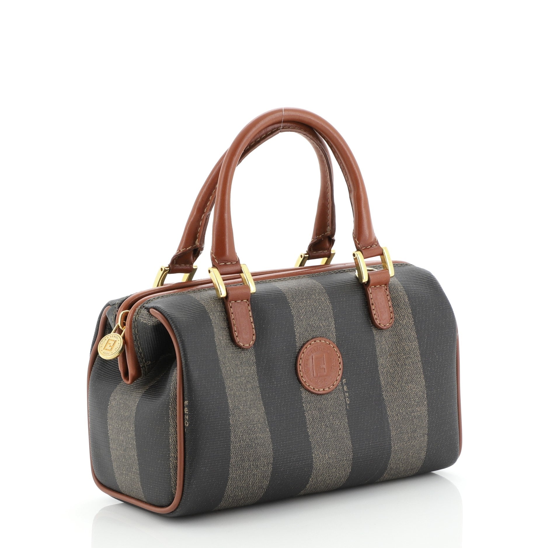 Vintage Pequin Convertible Boston Bag Coated Canvas Mini