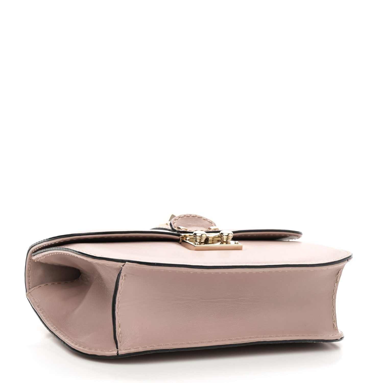 Vitello Small Glam Lock Rockstud Flap Poudre
