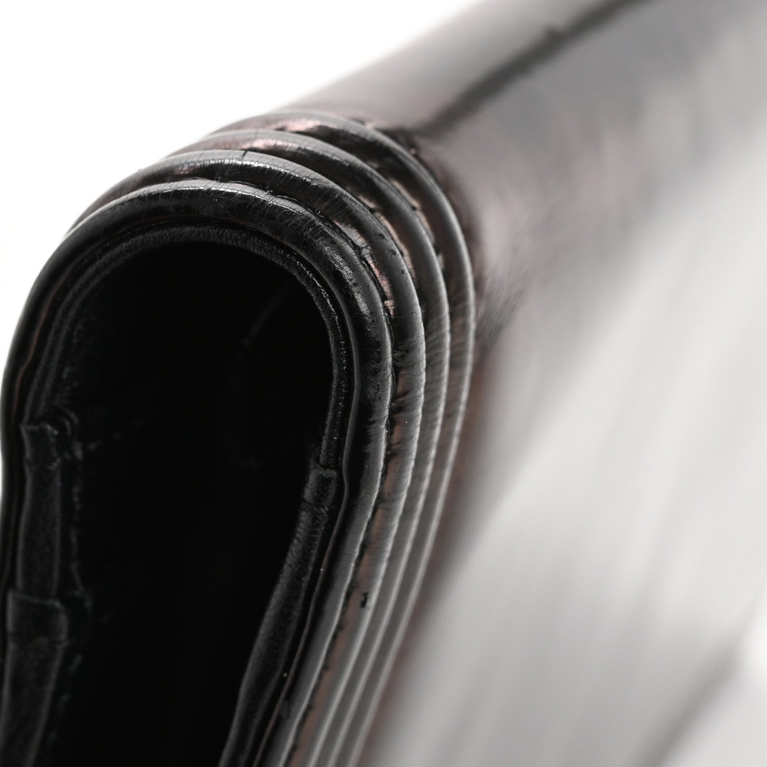 Glazed Calfskin Boy Yen Wallet Black