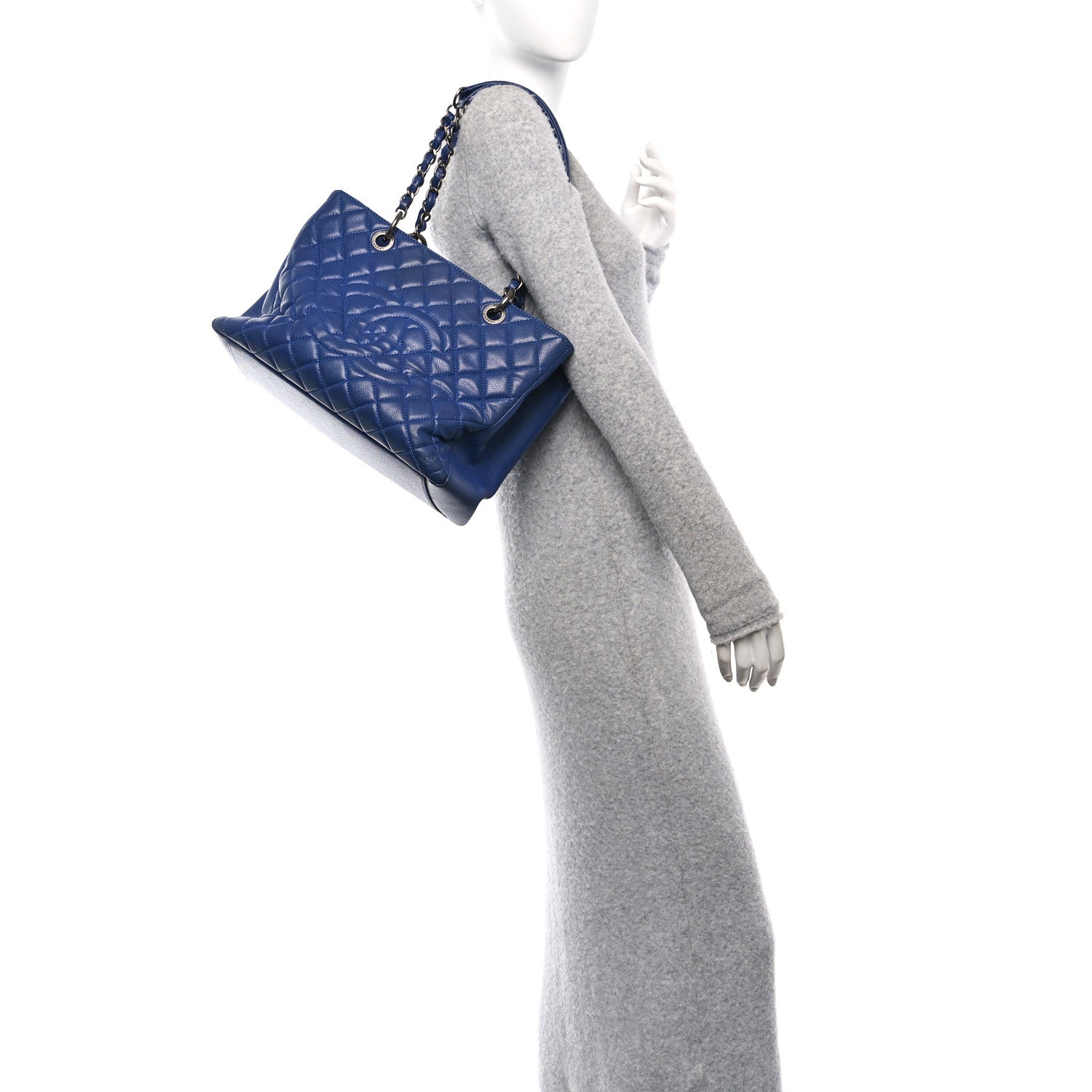 Caviar Quilted Grand Shopping Tote GST Blue