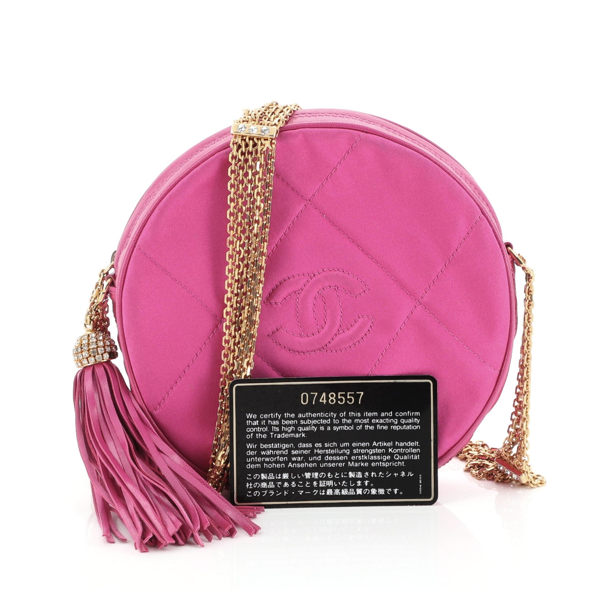 Vintage Round Tassel Crossbody Bag Quilted Satin Mini