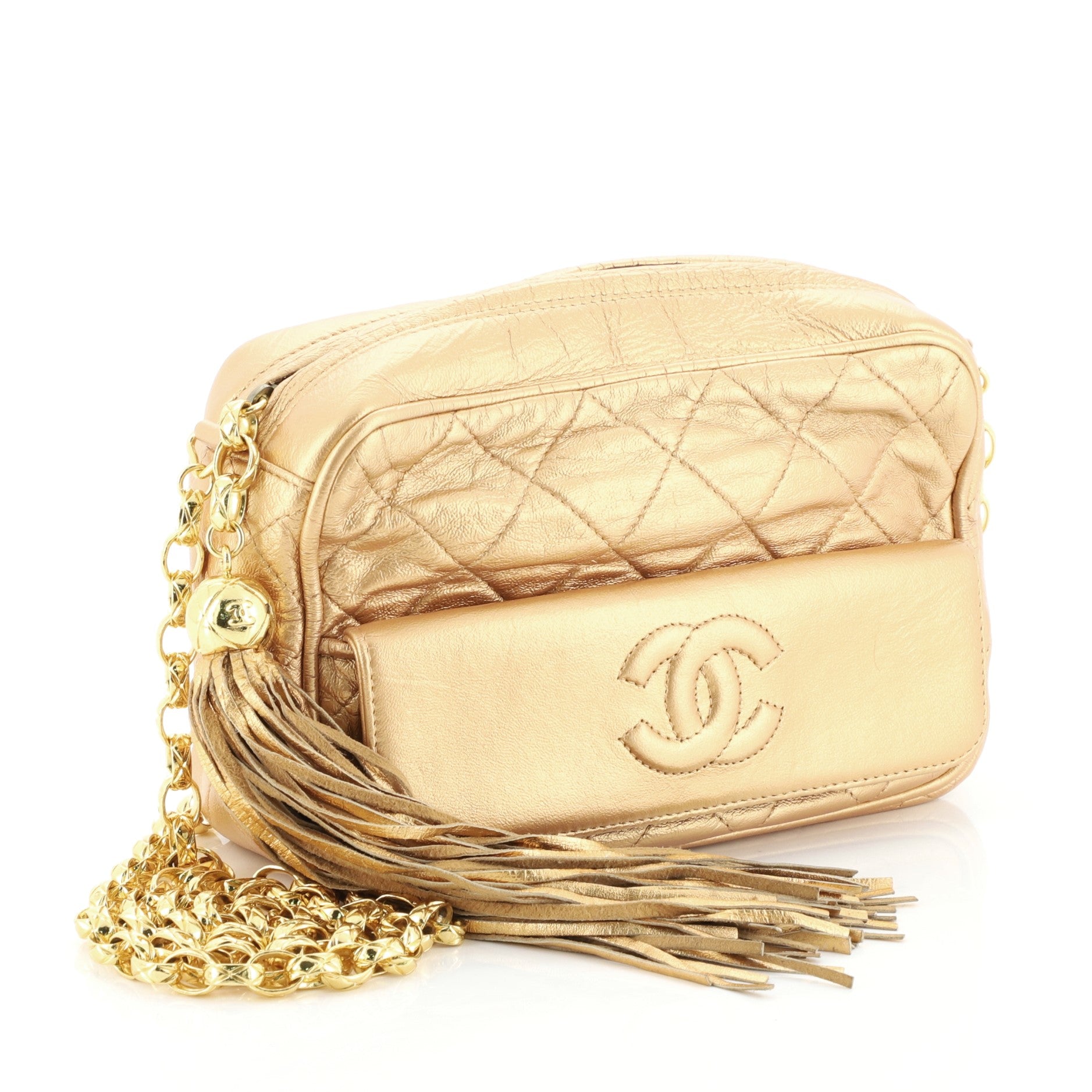 Vintage Front Pocket Camera Bag Quilted Leather Mini