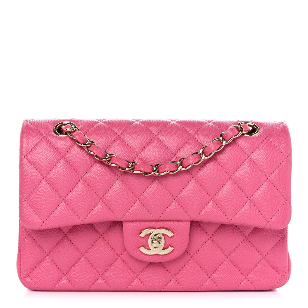 Caviar Quilted Small Double Flap Pink