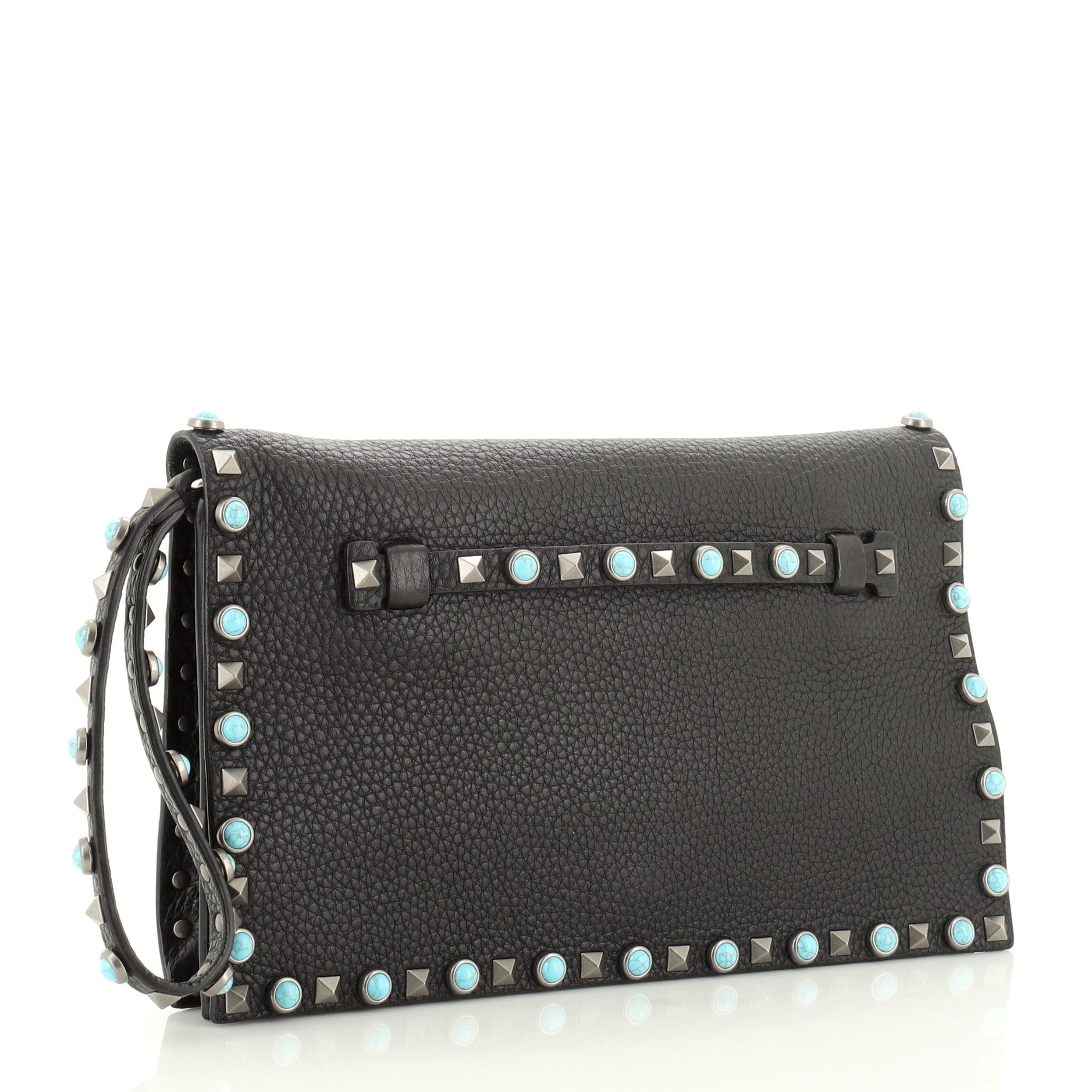 Rolling Rockstud Flap Clutch Leather with Cabochons Medium