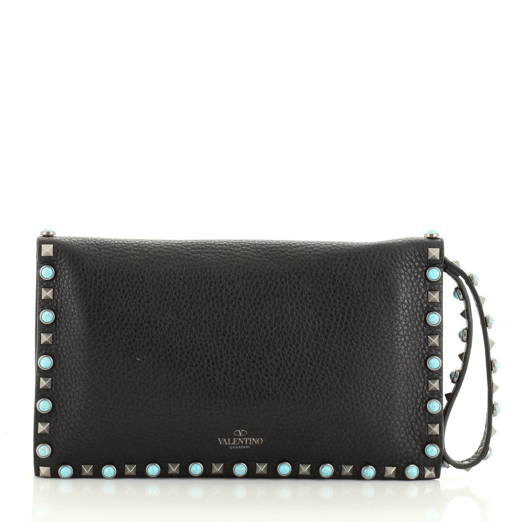 Rolling Rockstud Flap Clutch Leather with Cabochons Medium