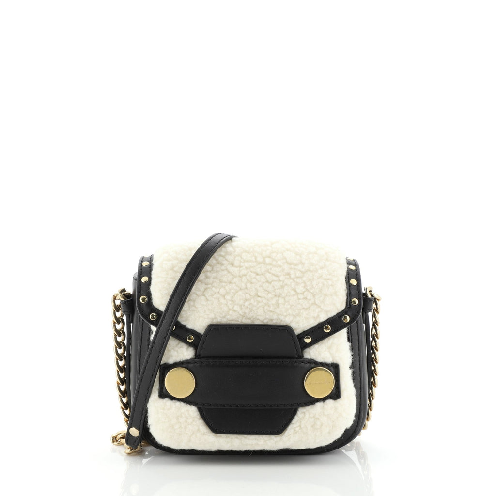Popper Crossbody Bag Faux Shearling Mini