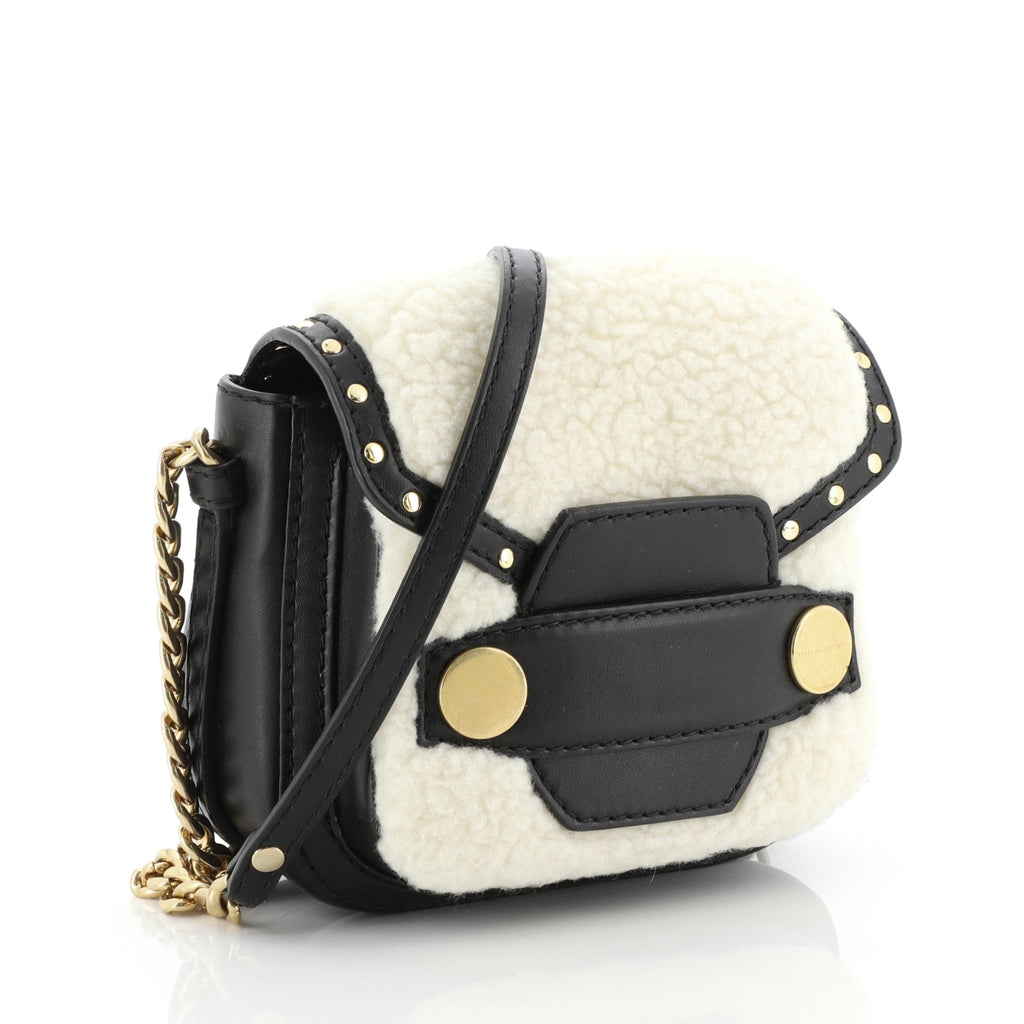 Popper Crossbody Bag Faux Shearling Mini