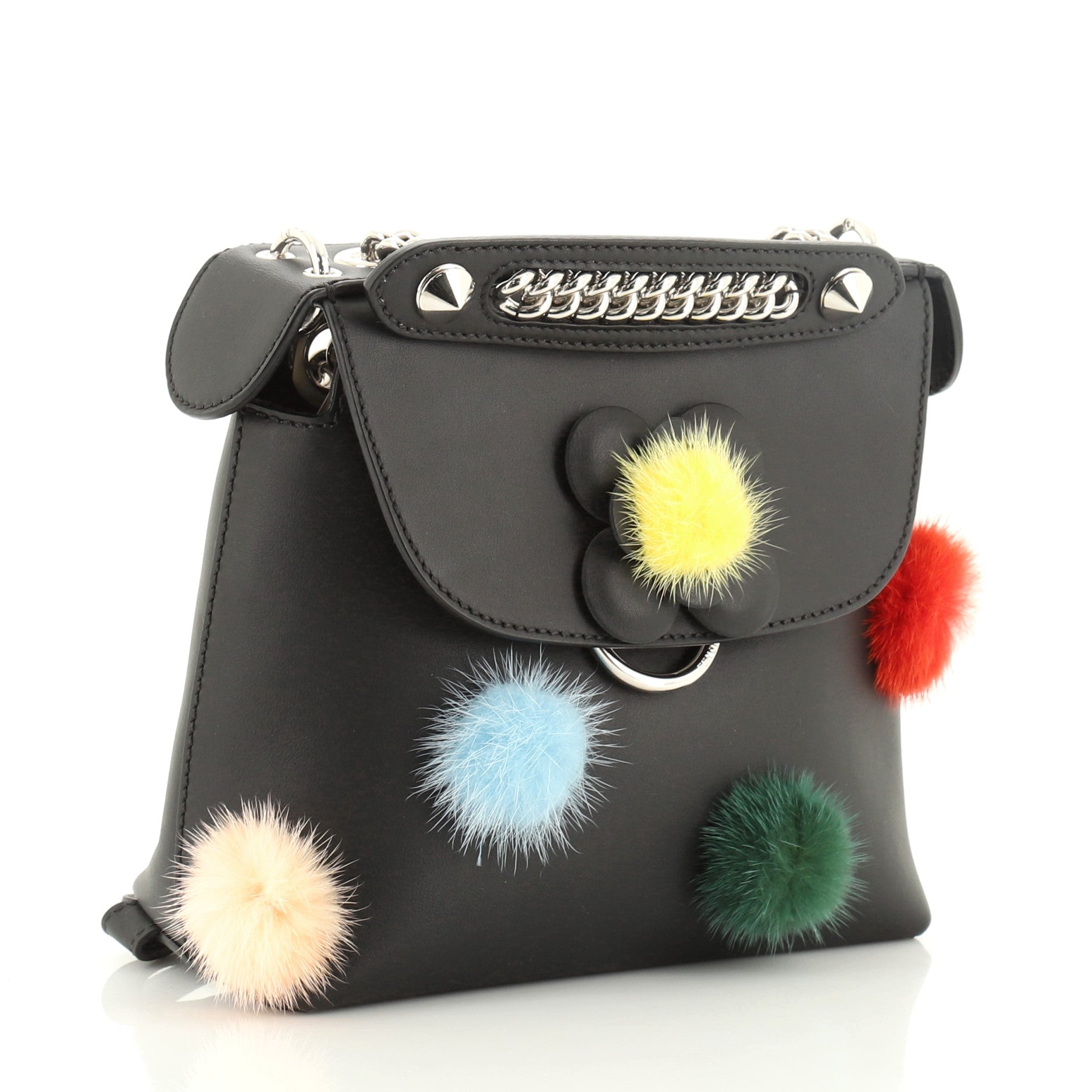 Back to School Backpack Pom Pom Leather Mini