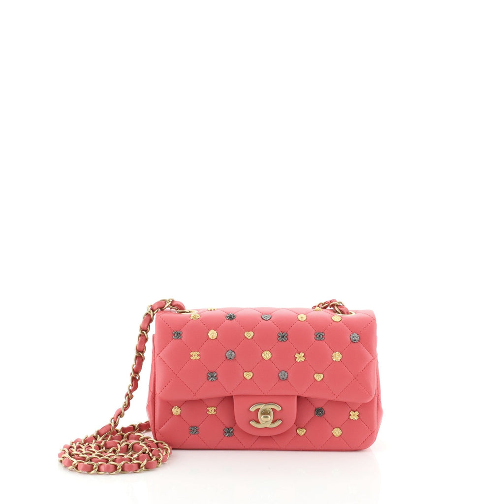 18K Charms Classic Single Flap Bag Quilted Lambskin Mini