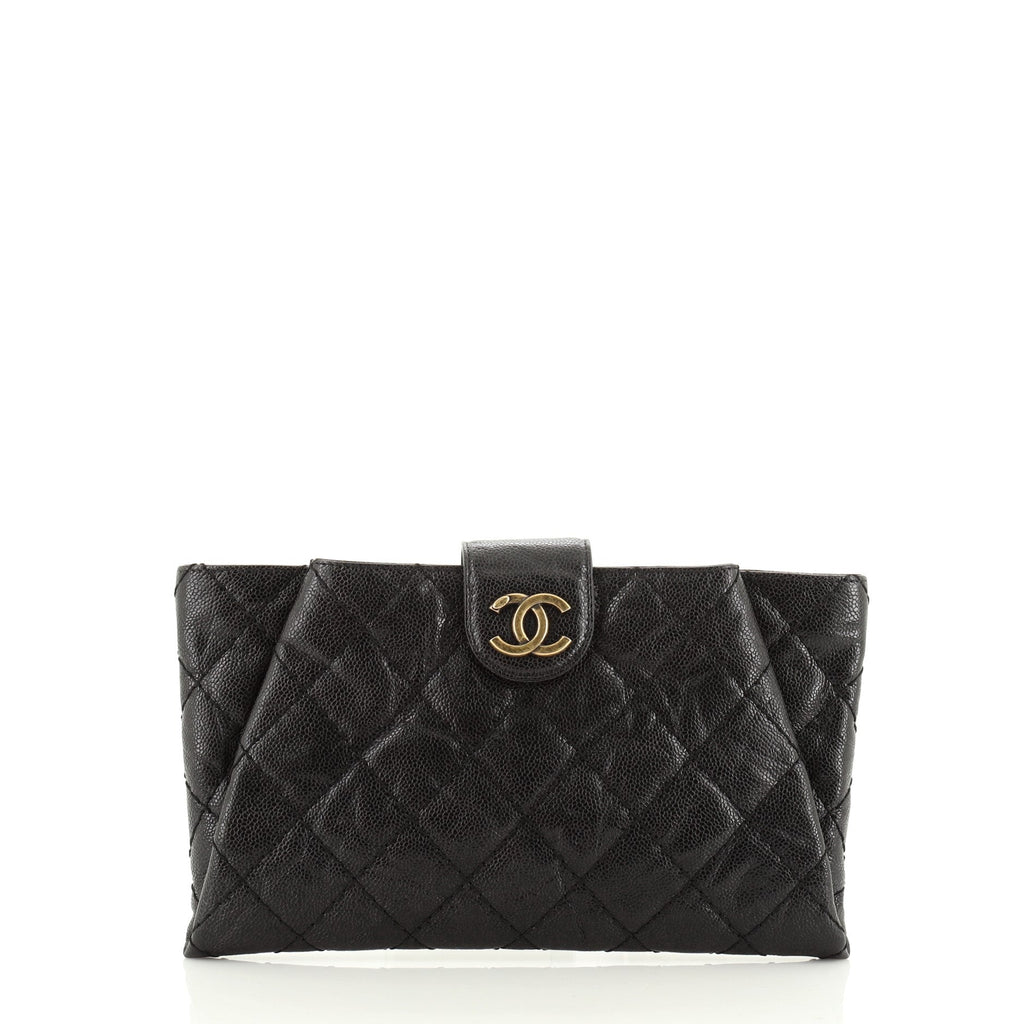 Coco Pleats Clutch Quilted Glazed Caviar