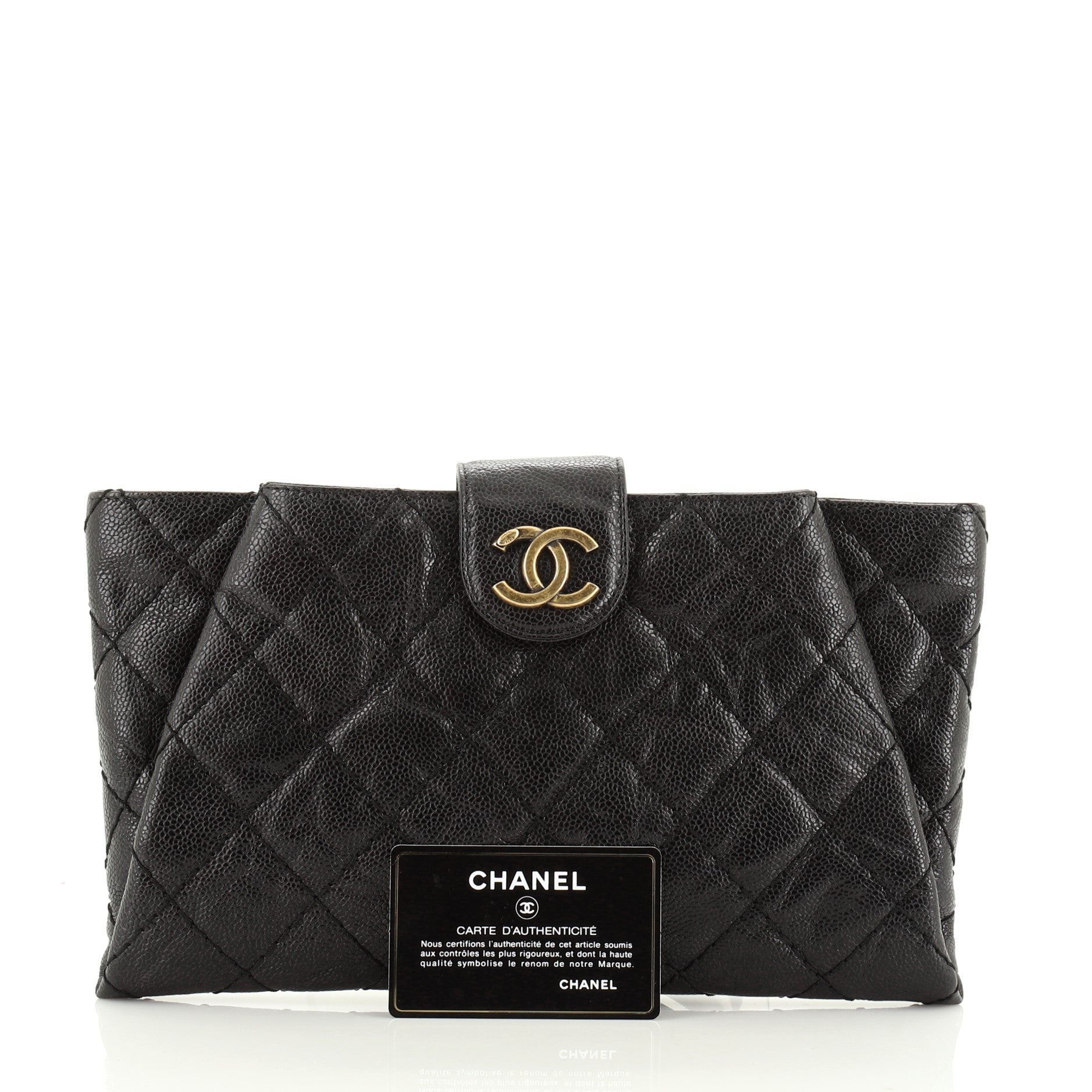 Coco Pleats Clutch Quilted Glazed Caviar