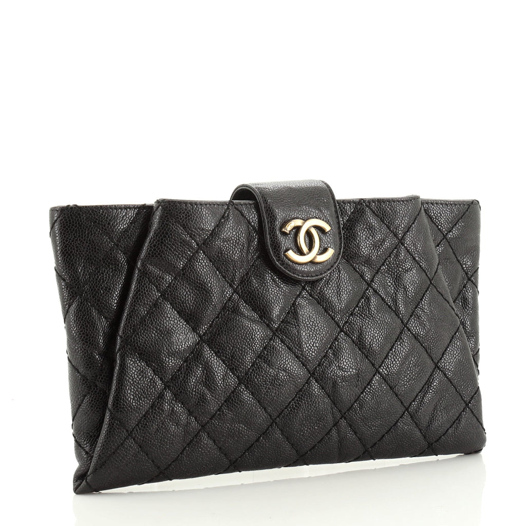 Coco Pleats Clutch Quilted Glazed Caviar