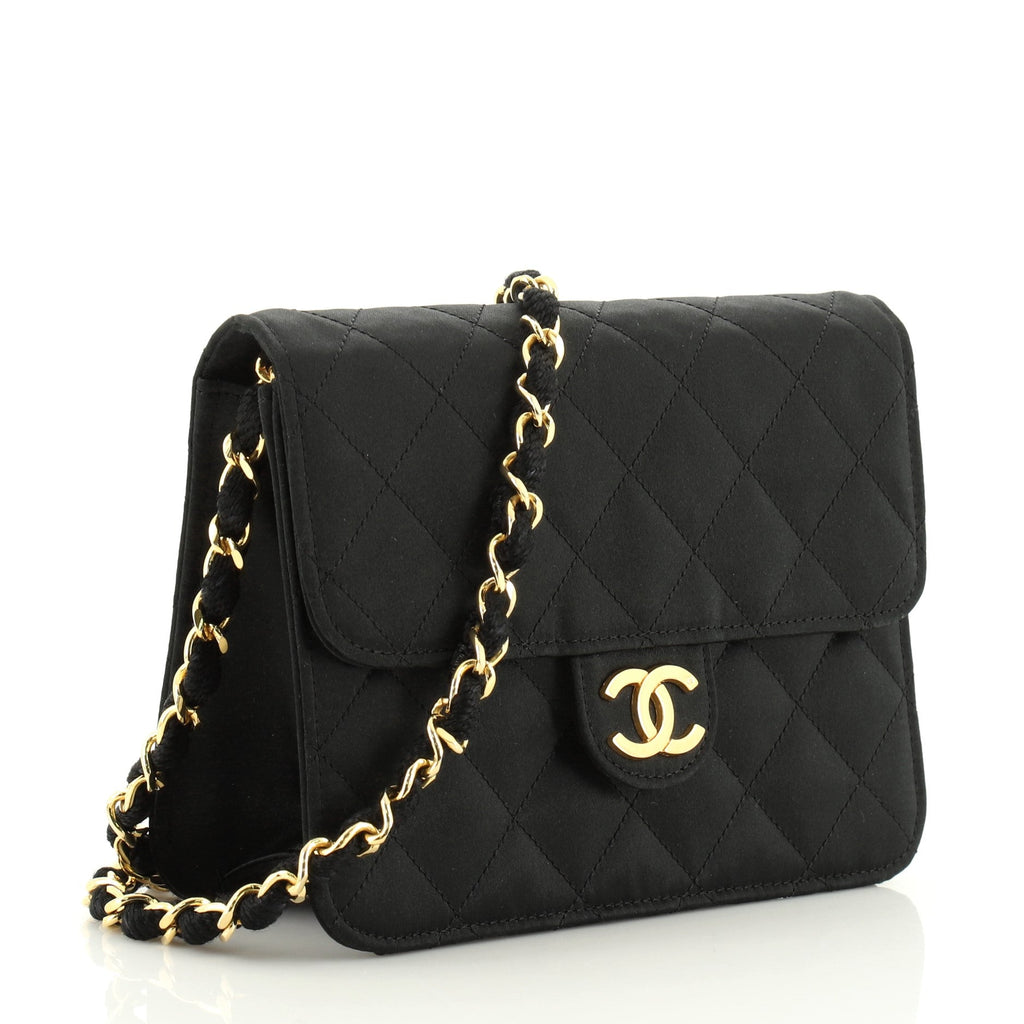 Vintage Clutch with Chain Quilted Satin Small