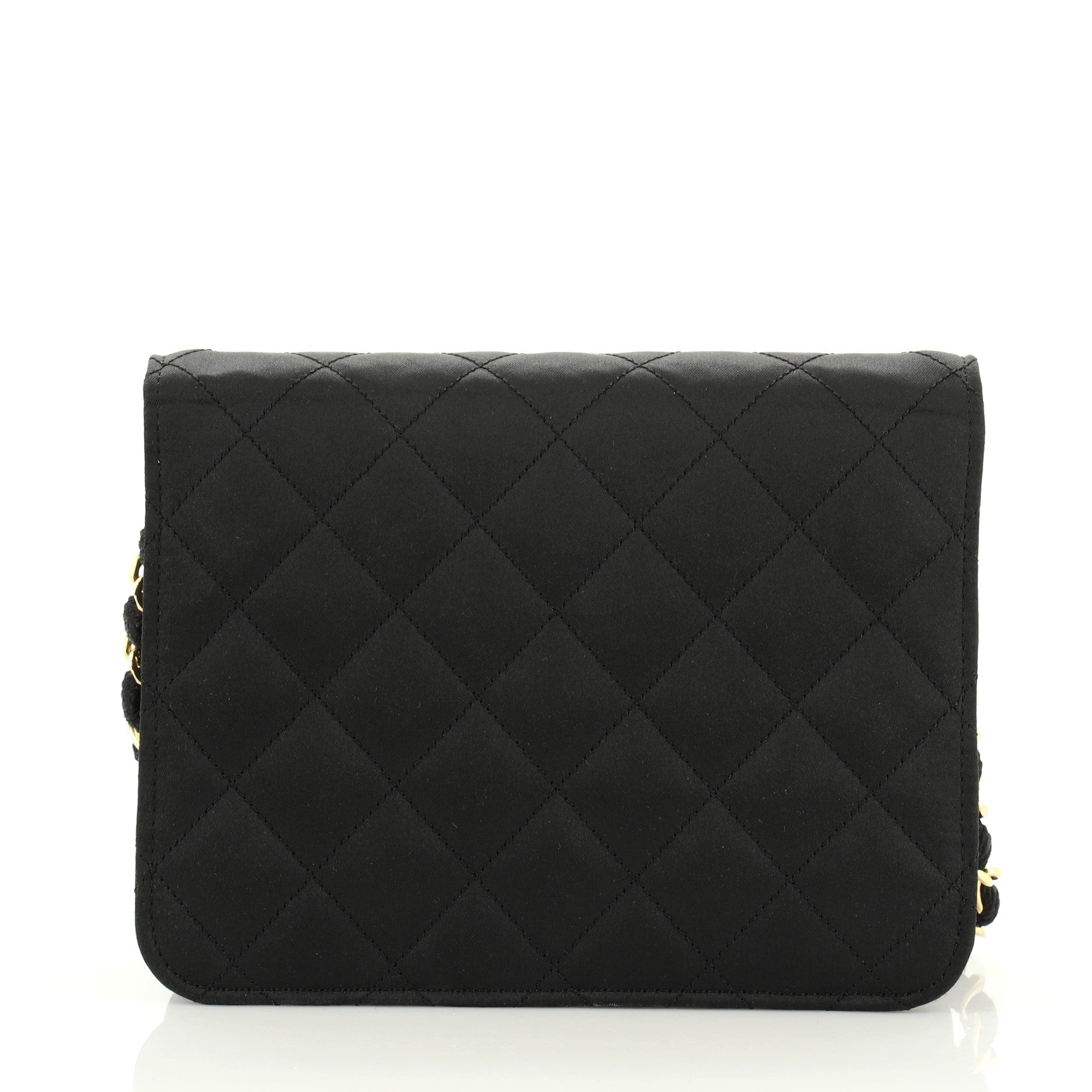 Vintage Clutch with Chain Quilted Satin Small